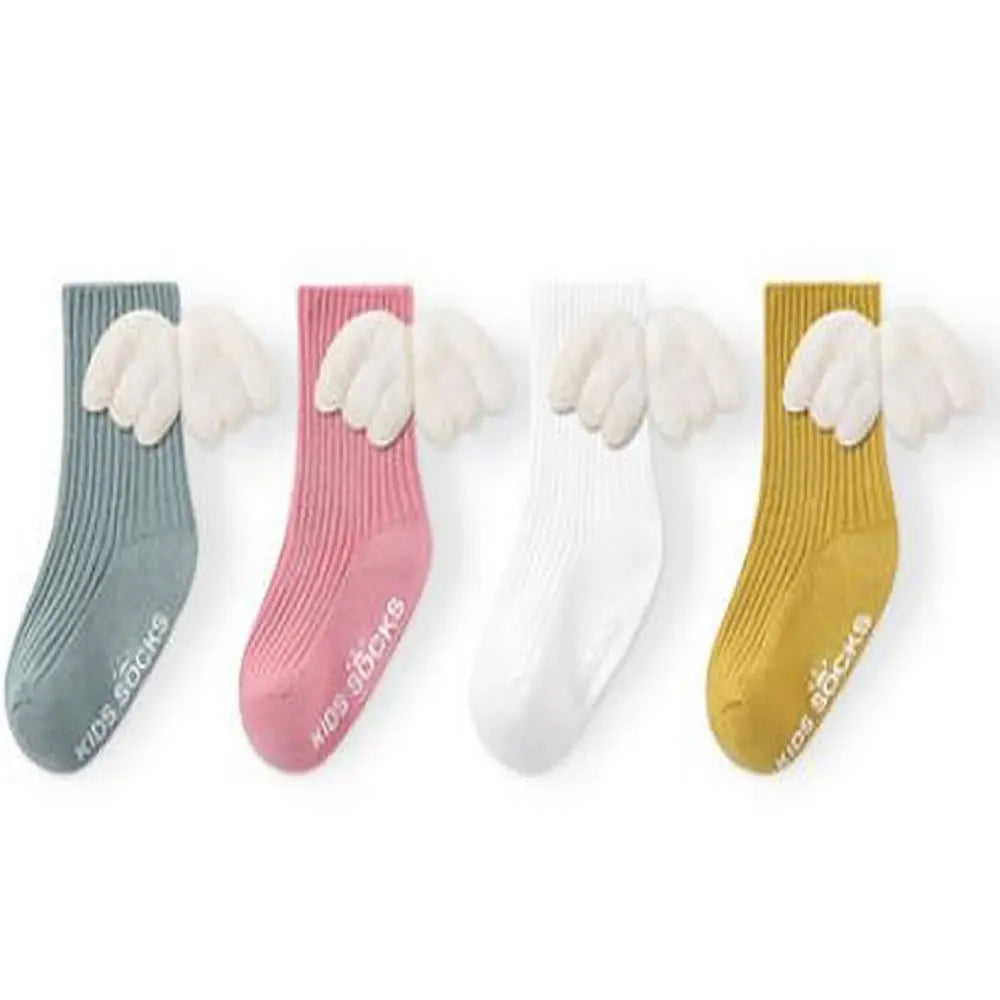 Baby Cute Knee High Socks 3D Angel Wings Kids Toddler Candy Color Soft Sock Children Leg Warme Girl