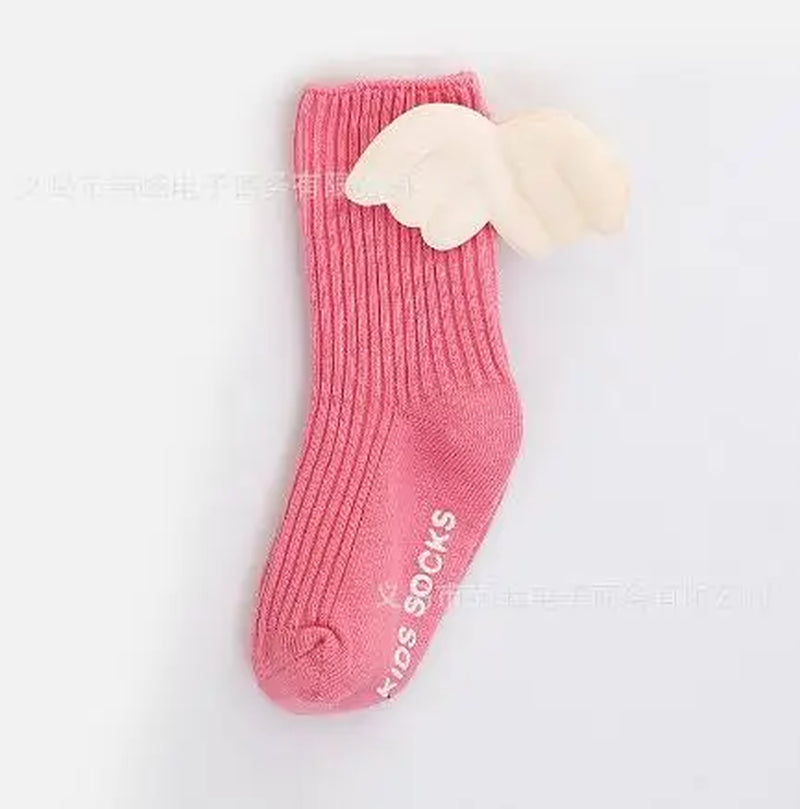 Baby Cute Knee High Socks 3D Angel Wings Kids Toddler Candy Color Soft Sock Children Leg Warme Girl