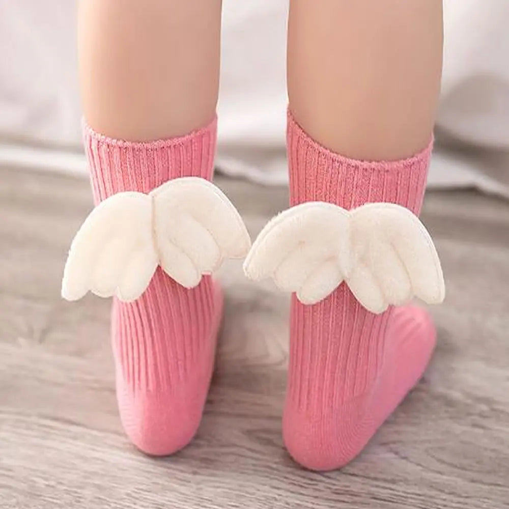 Baby Cute Knee High Socks 3D Angel Wings Kids Toddler Candy Color Soft Sock Children Leg Warme Girl