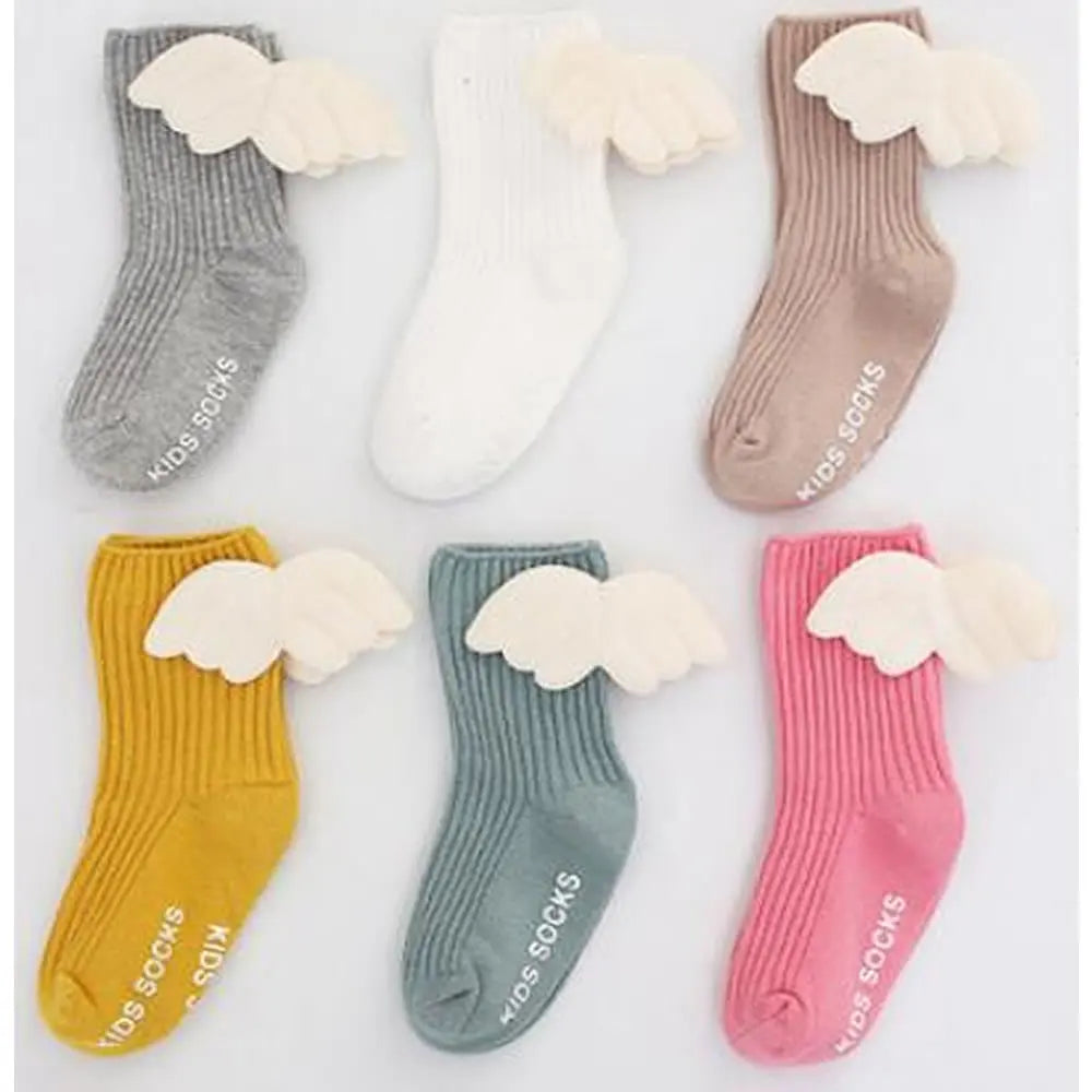 Baby Cute Knee High Socks 3D Angel Wings Kids Toddler Candy Color Soft Sock Children Leg Warme Girl