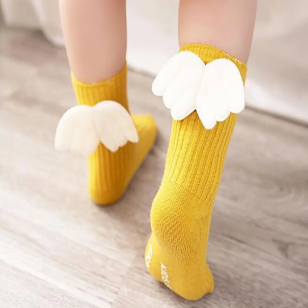 Baby Cute Knee High Socks 3D Angel Wings Kids Toddler Candy Color Soft Sock Children Leg Warme Girl